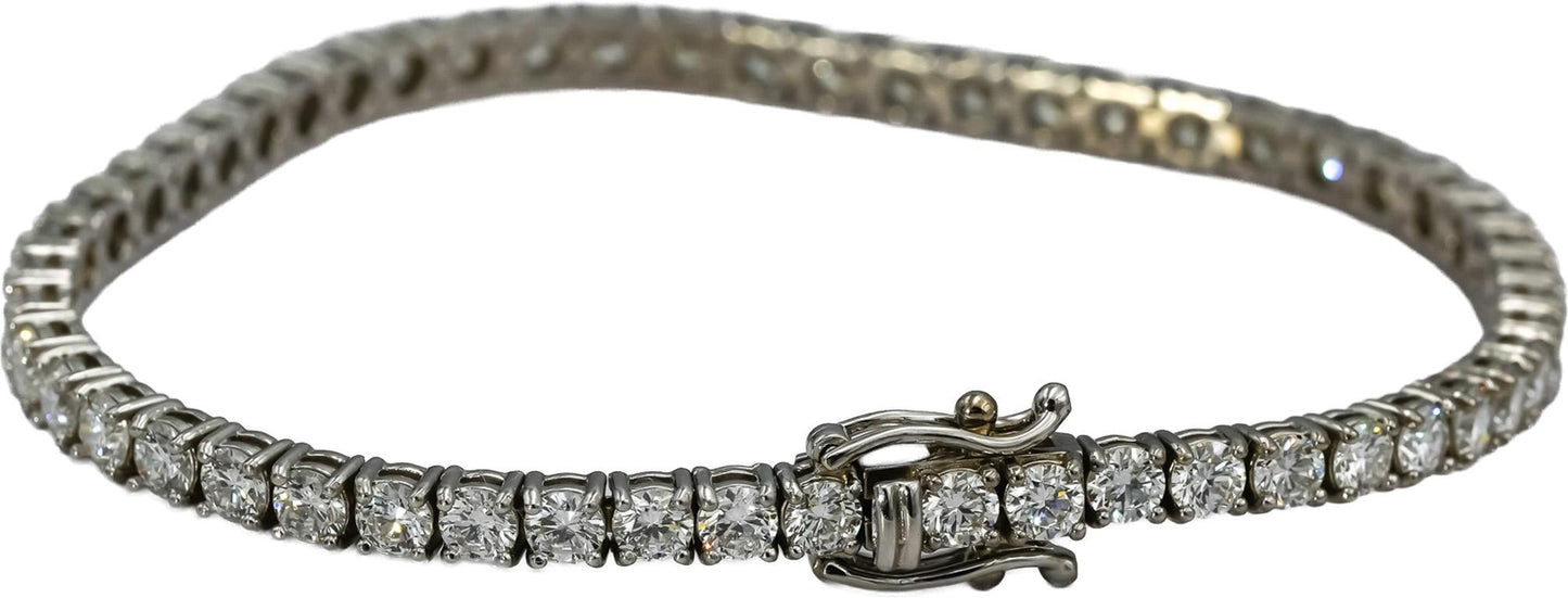 14k White Gold Round VS Lab-Grown Diamond Tennis Bracelet 6.72CT