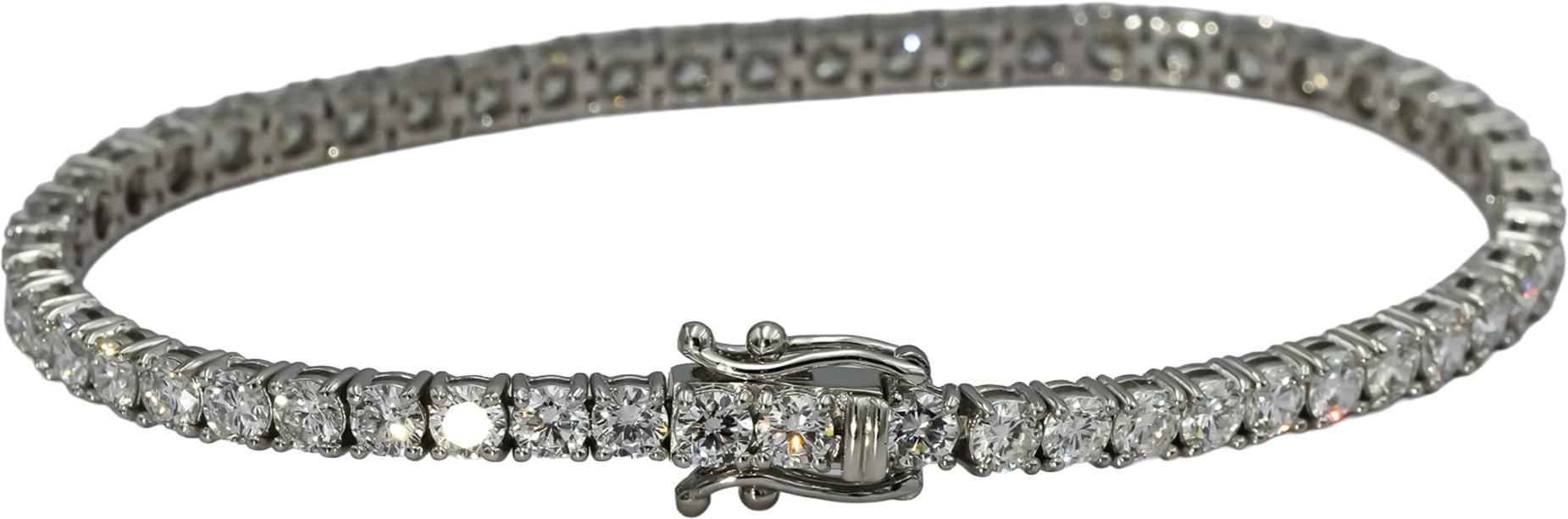 14k White Gold VS Round Lab-Grown Diamond Tennis Bracelet 6.12CT