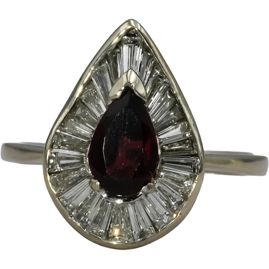 18k White Gold VS Diamond and Garnet Cocktail Ring 2.10CT Size 7.25