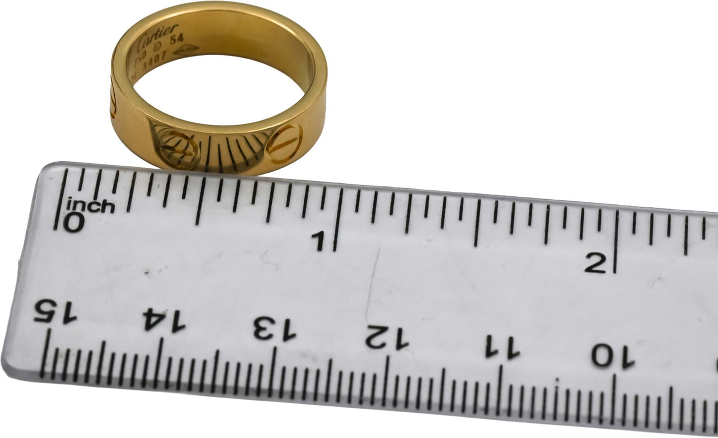 CARTIER 18k Yellow Gold Love Screw Motif 5.5mm Wide Ring Size 54