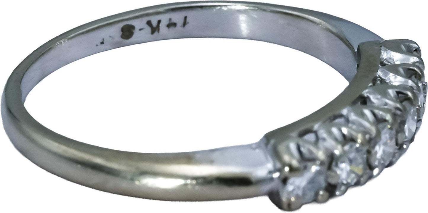 Vintage Antique 14k White Gold Round Diamond Band Ring 0.20CT Size 4.75