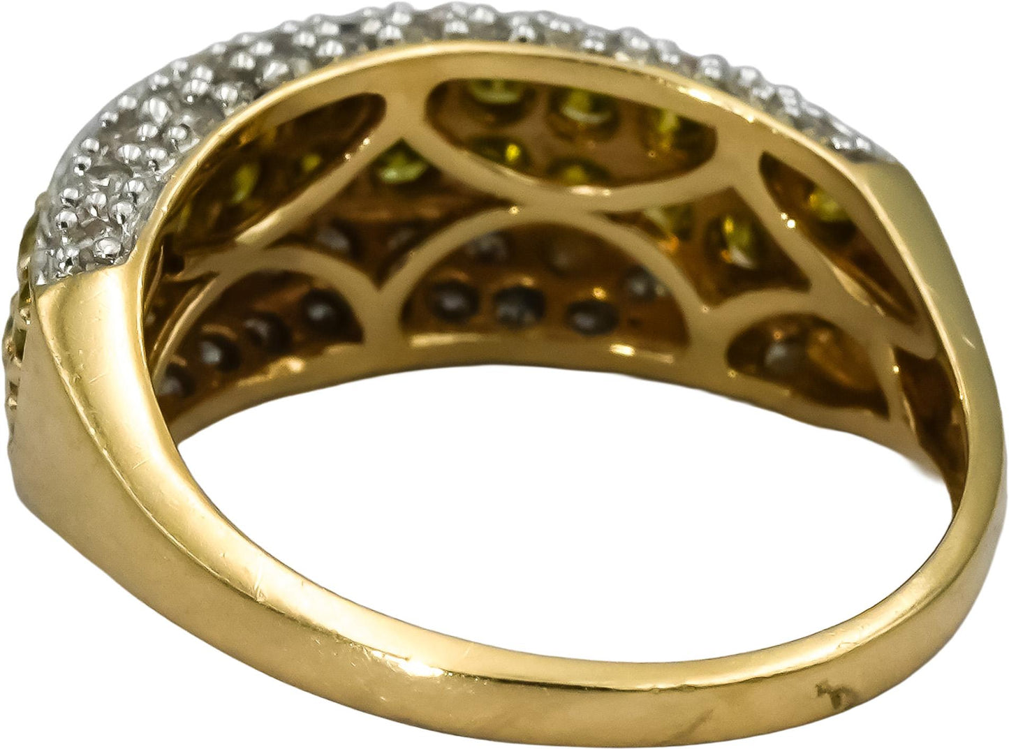 14k Yellow Gold White and Irradiated Yellow Cluster Ring 1.0CT Size 6
