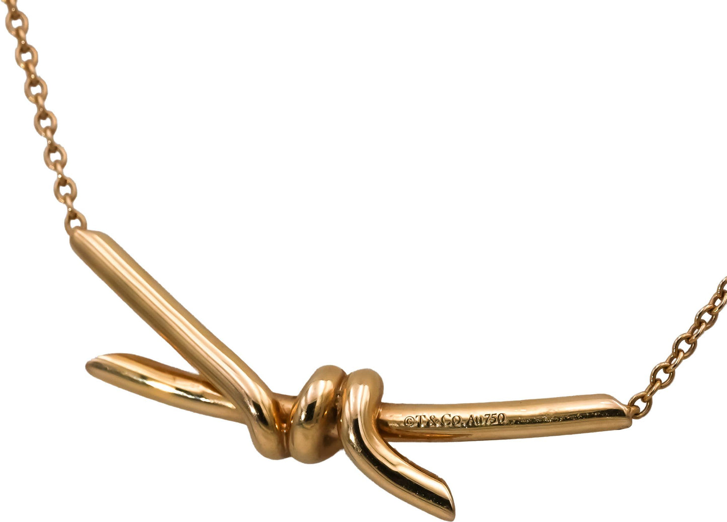 TIFFANY & CO. 18k Yellow Gold Knot Pendant Necklace