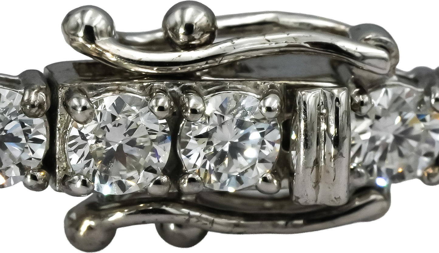 14k White Gold VS Round Lab-Grown Diamond Tennis Bracelet 7.30CT