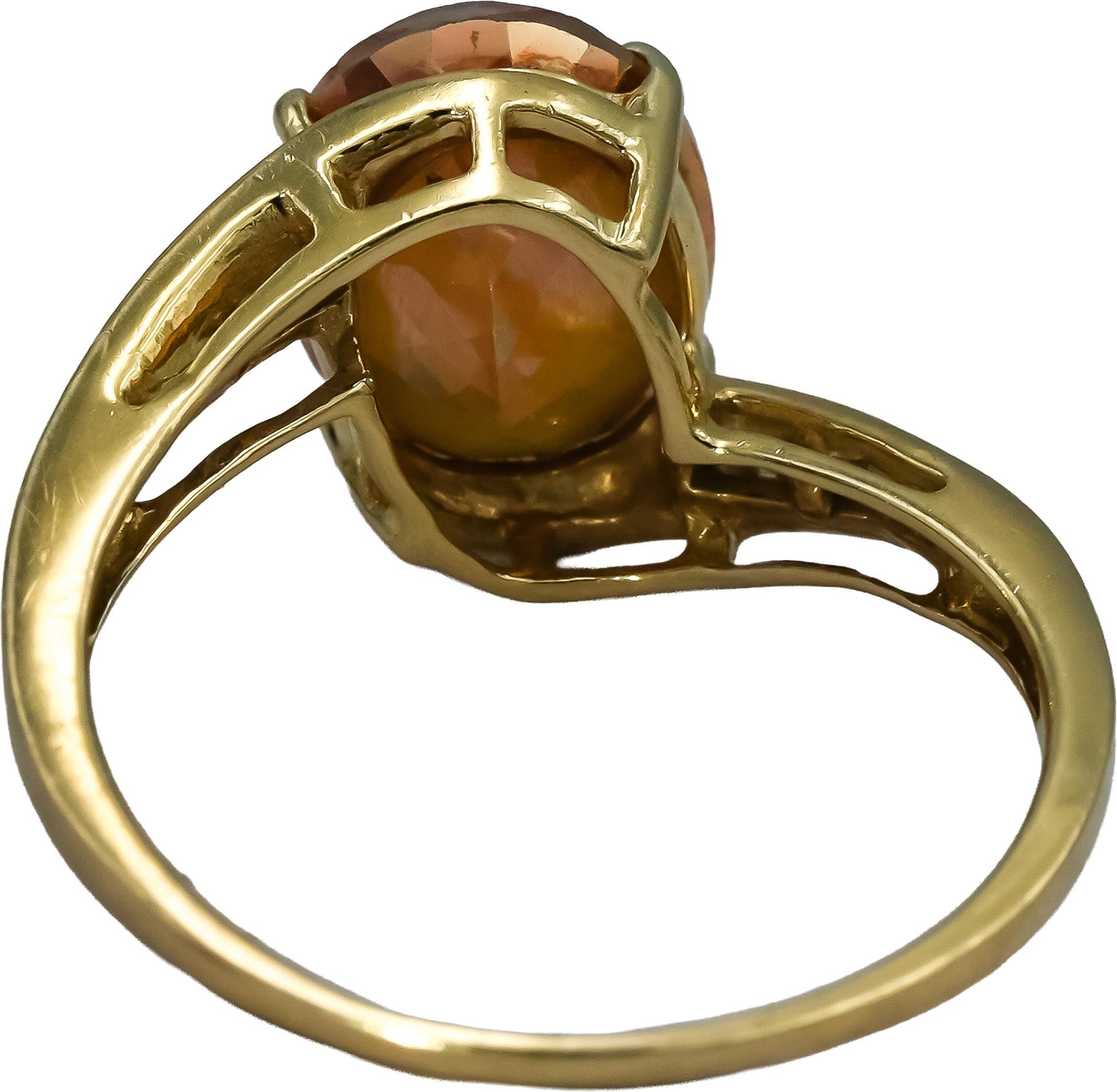 14k Yellow Gold VS Diamond and Mystic Topaz Cocktail Ring 0.20CT Size 9