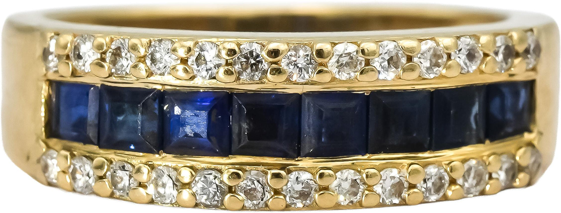 14k Yellow Gold Diamond and Sapphire Band Ring 1.10CT Size 5.75