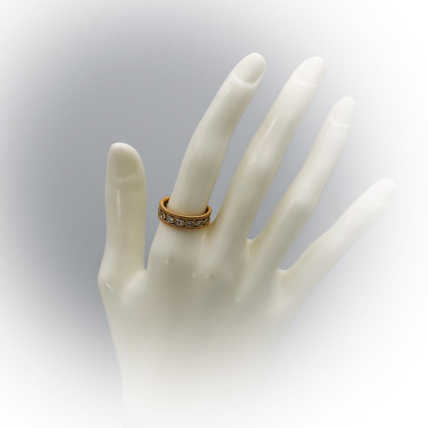18k Yellow Gold VS Round Diamond Cable Band Ring 0.50CT Size 6.5