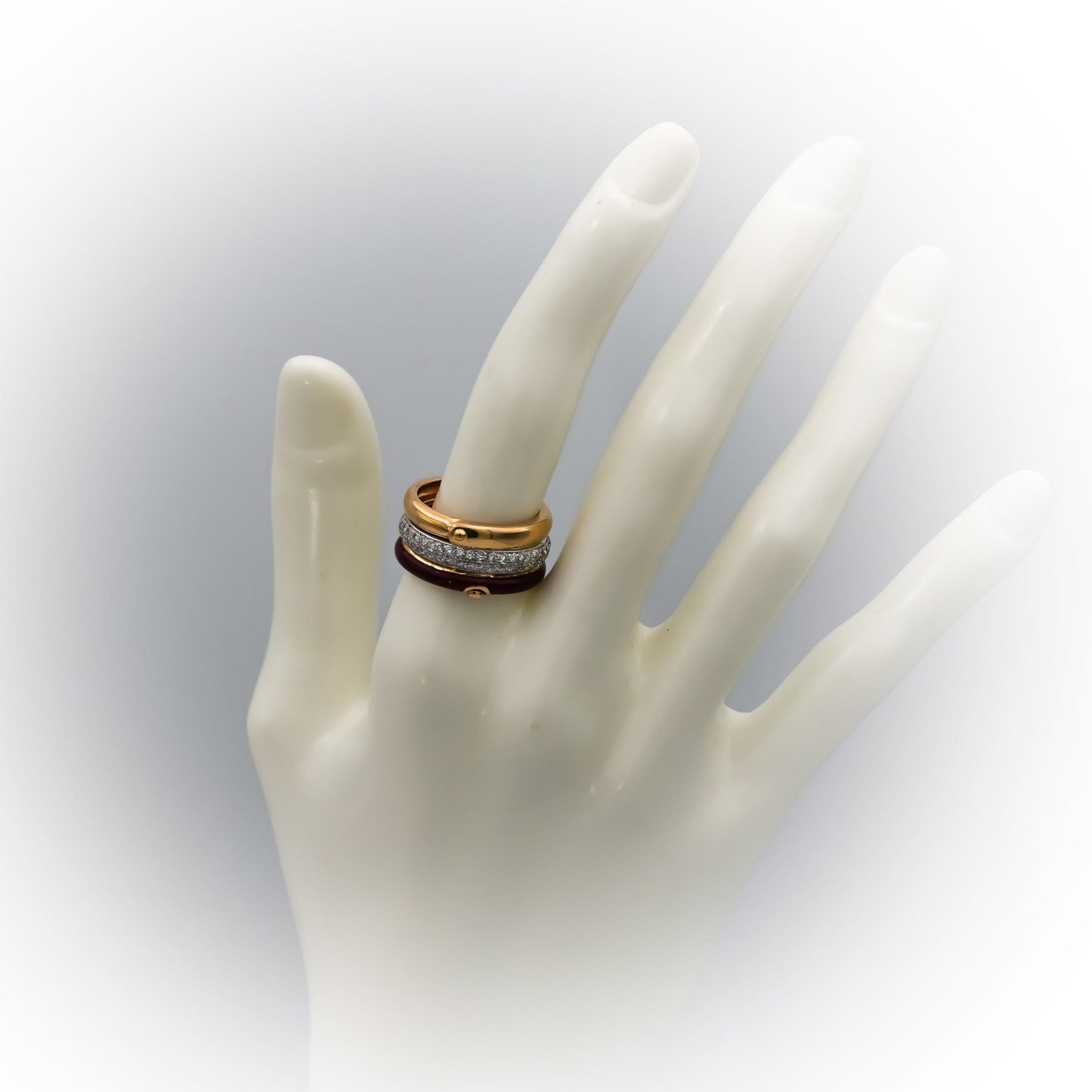 NOUVELLE BAGUE 18k Rose and White Gold VS Diamond Enamel Ring 0.50CT Size 6.5