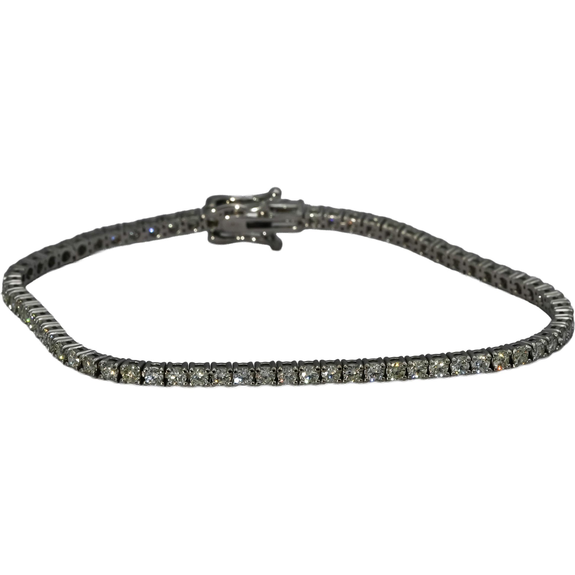 14k White Gold VS Round Diamond Tennis Bracelet 3.01CT 70 Pieces
