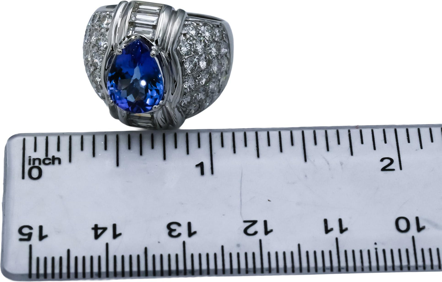 18k White Gold Diamond and Tanzanite Cocktail Ring 5.0CT Size 6.25