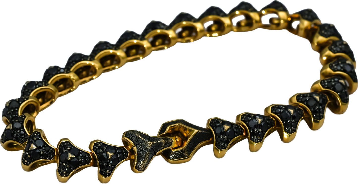DAVID YURMAN 18k Yellow Gold Black Diamond Armory Link Bracelet 5.04CT w/ Box