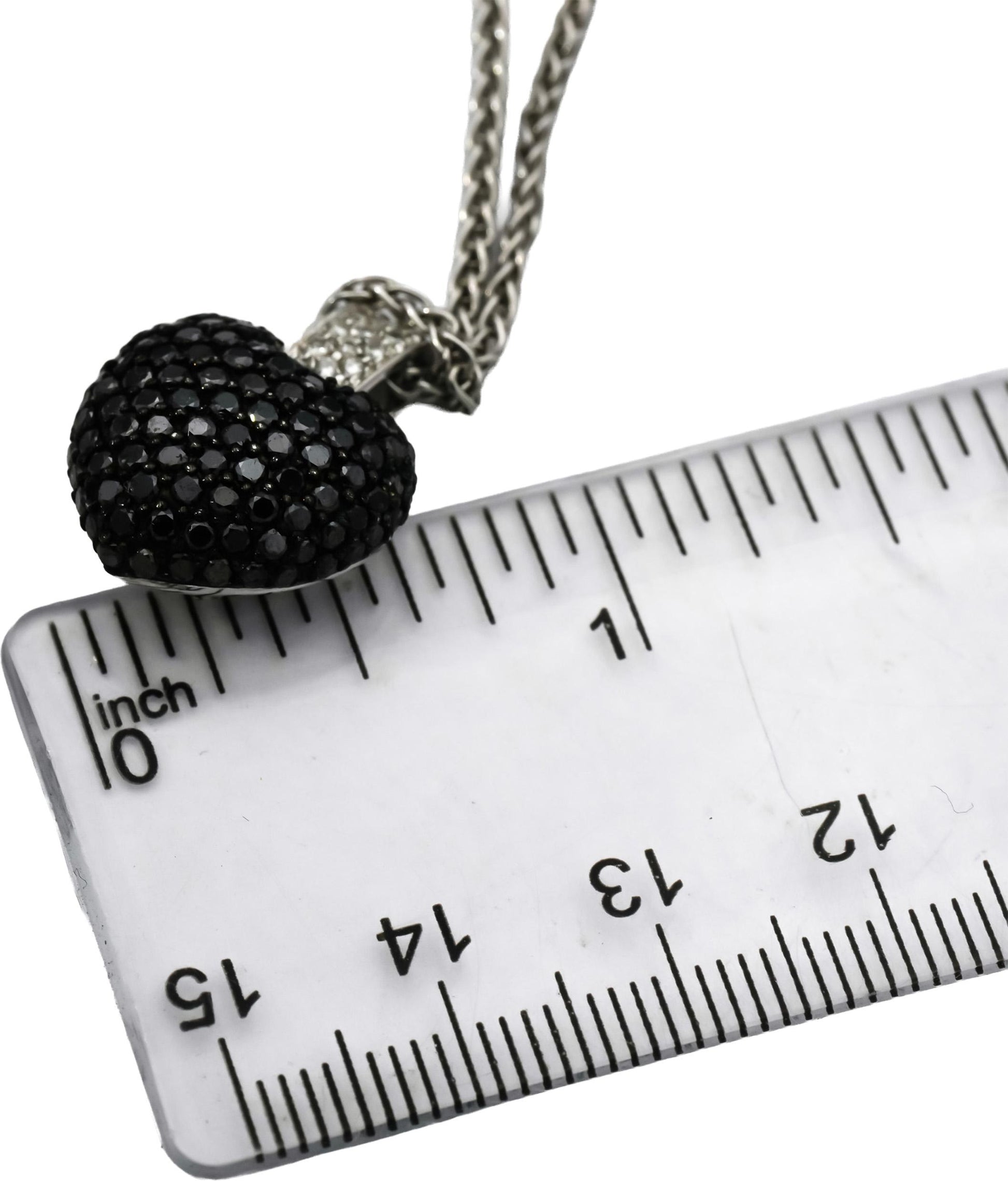 14k White Gold Round White and Black Diamond Heart Pendant Necklace 1.35CT