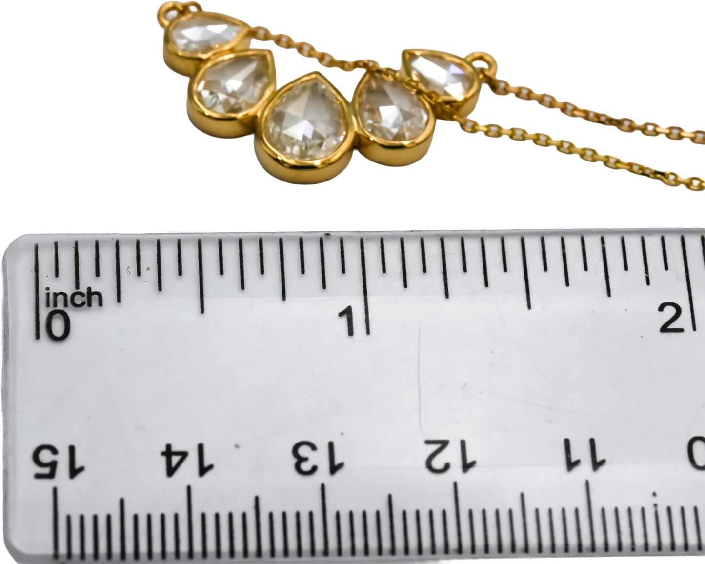 14k Yellow Gold VS Pear Shape Rose Cut Diamond Pendant Necklace 2.37CT