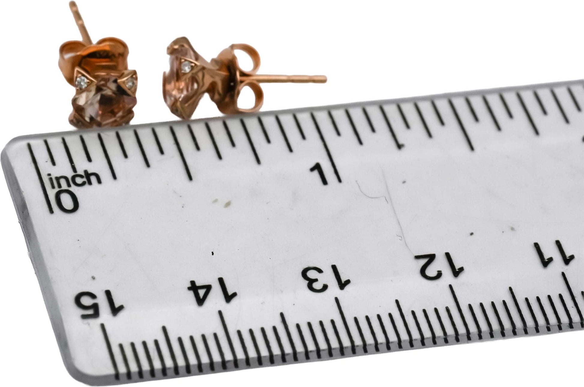 LE VIAN 14k Rose Gold Morganite Stud Earrings w/ Diamond Accents