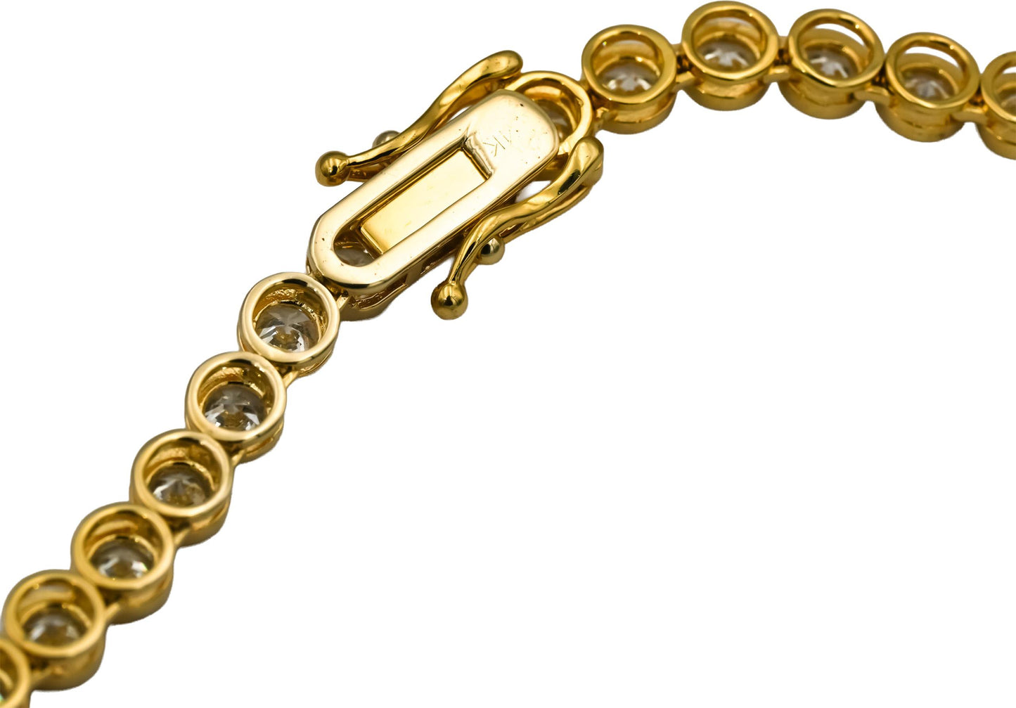 14k Yellow Gold VS Round Bezel Set Diamond Tennis Necklace 5.62CT