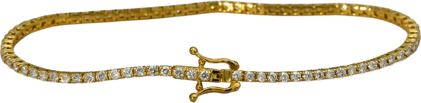 14k Yellow Gold VS Round Diamond Tennis Bracelet 1.65CT