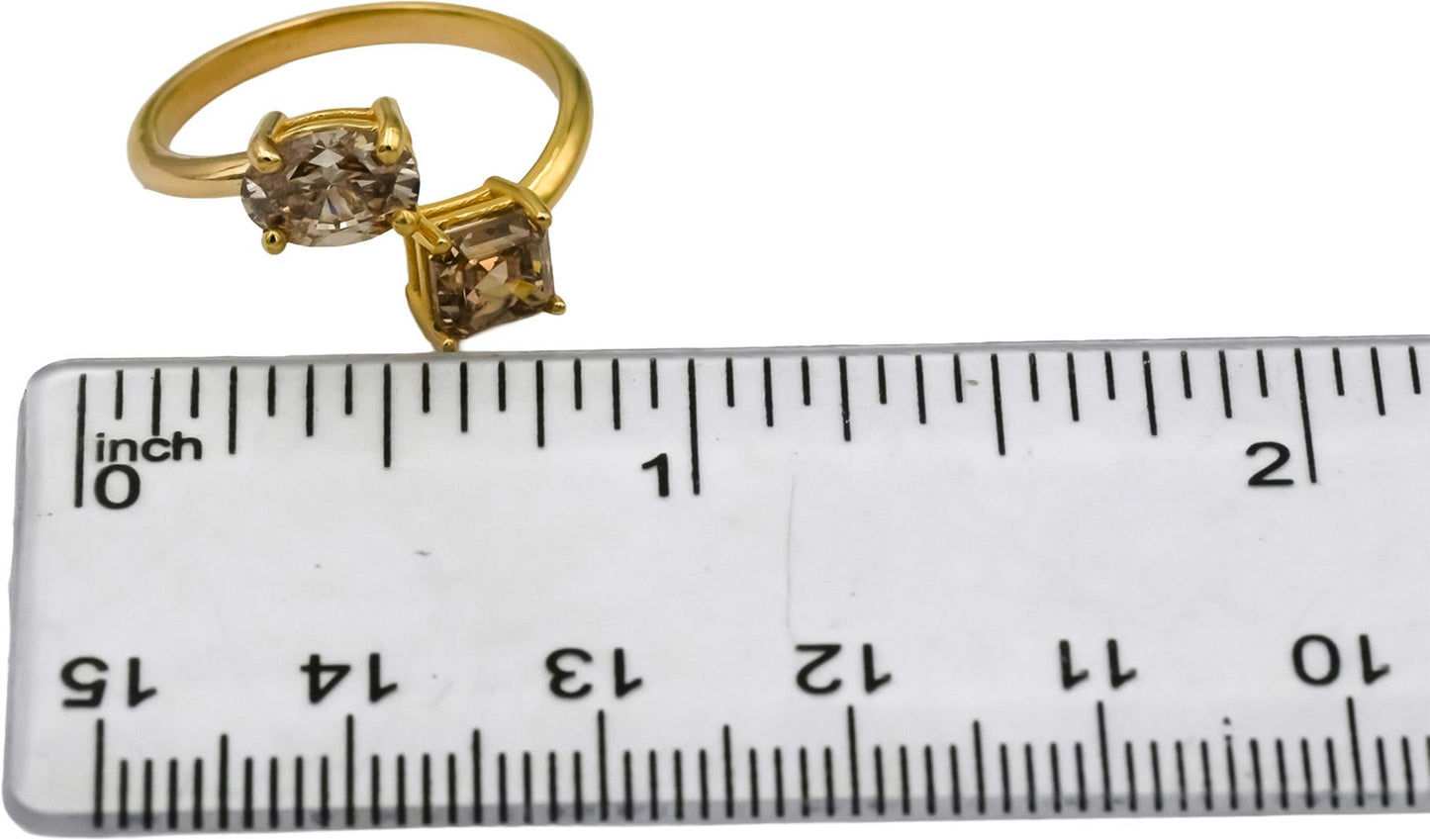 18k Yellow Gold Oval and Asscher Cut Diamond Bypass Ring 2.04CT Size 6.75