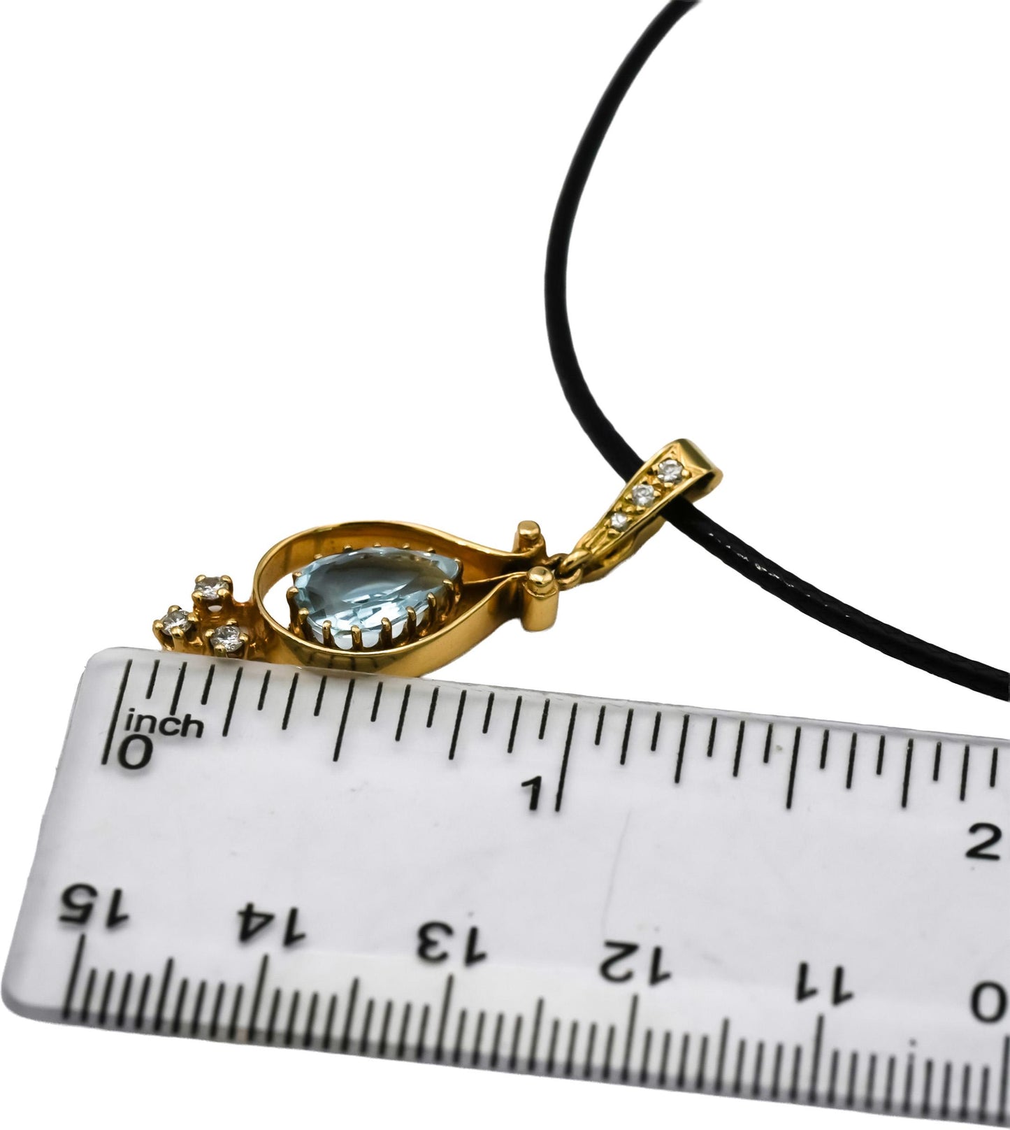 Vintage 14k Yellow Gold Diamond and Aquamarine Pendant Necklace 1.60CT