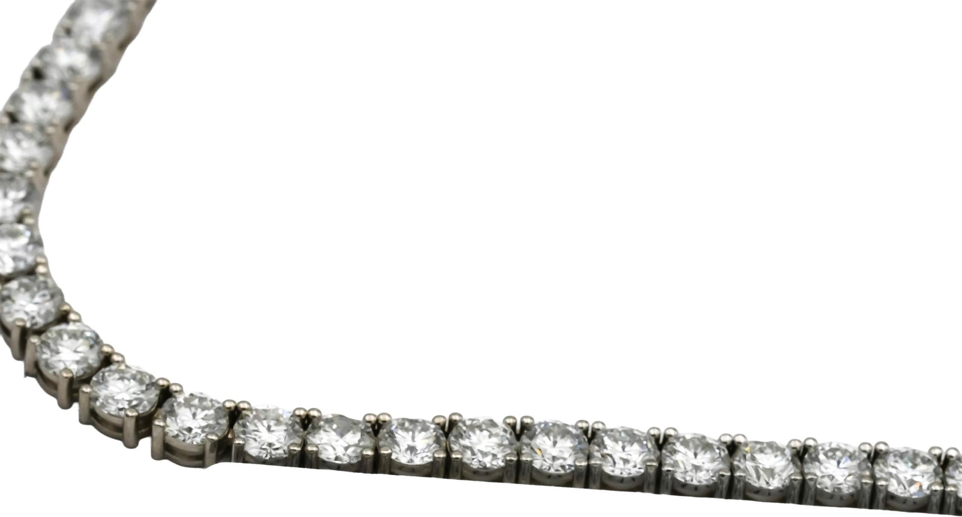 14k White Gold VS Round Lab-Grown Diamond Tennis Necklace 37.28CT