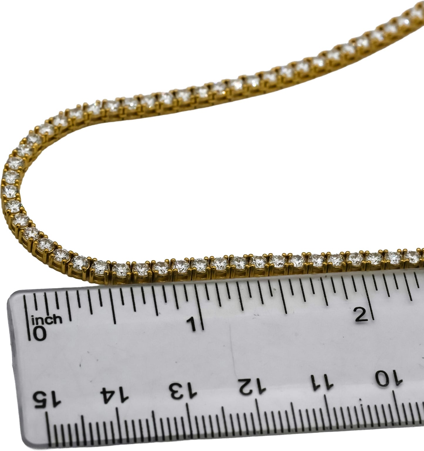 14k Yellow Gold VS Round Lab-Grown Diamond Tennis Necklace 10.10CT