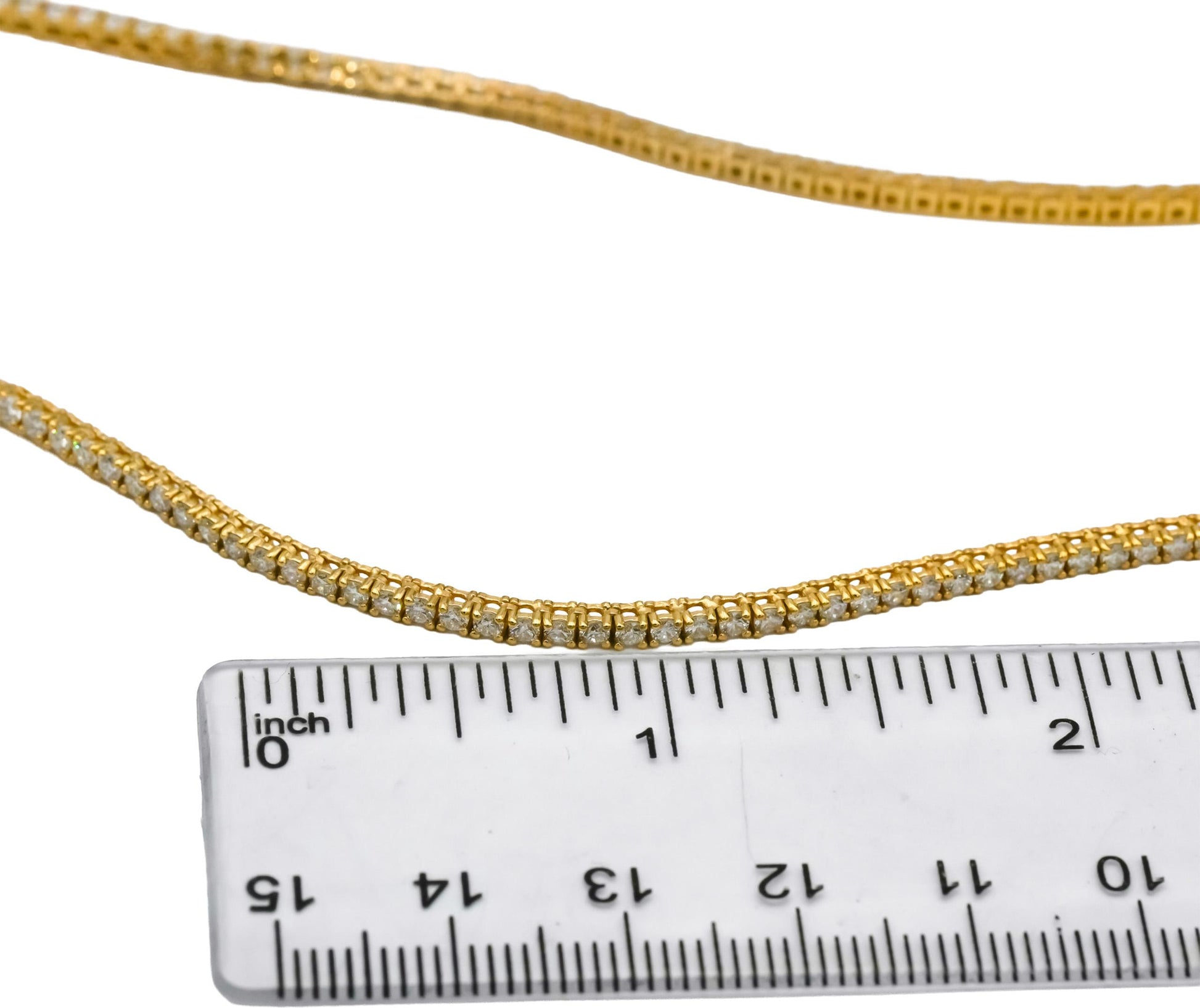 14k Yellow Gold Round Natural Diamond Tennis Necklace 5.85CT