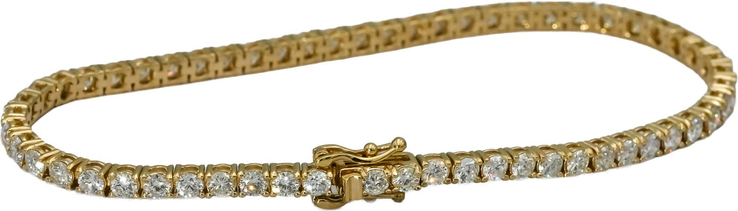 14k Yellow Gold VS Round Natural Diamond Tennis Bracelet 4.53CT