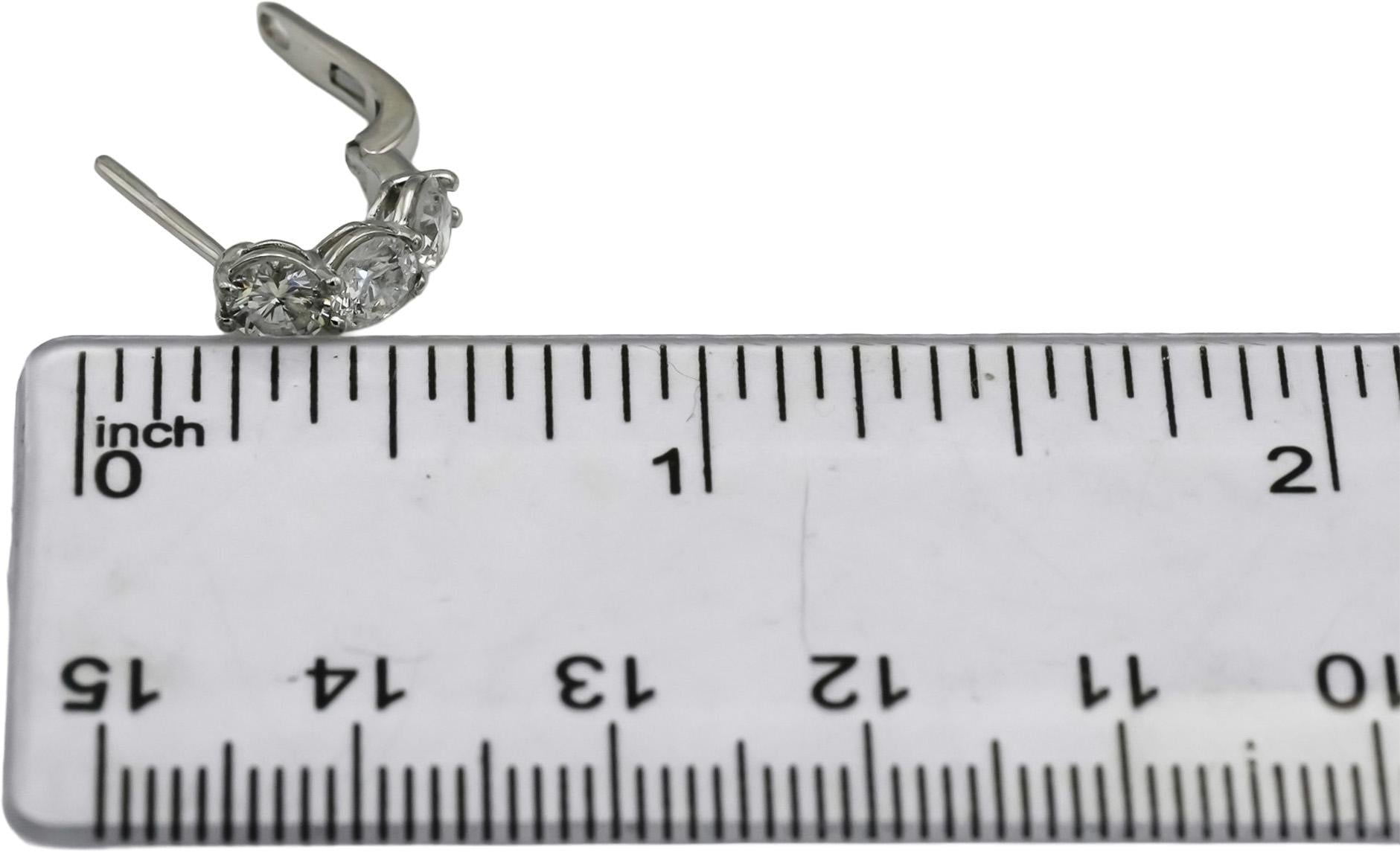 Platinum VS Round Natural Diamond Huggie Earrings 3.13CT