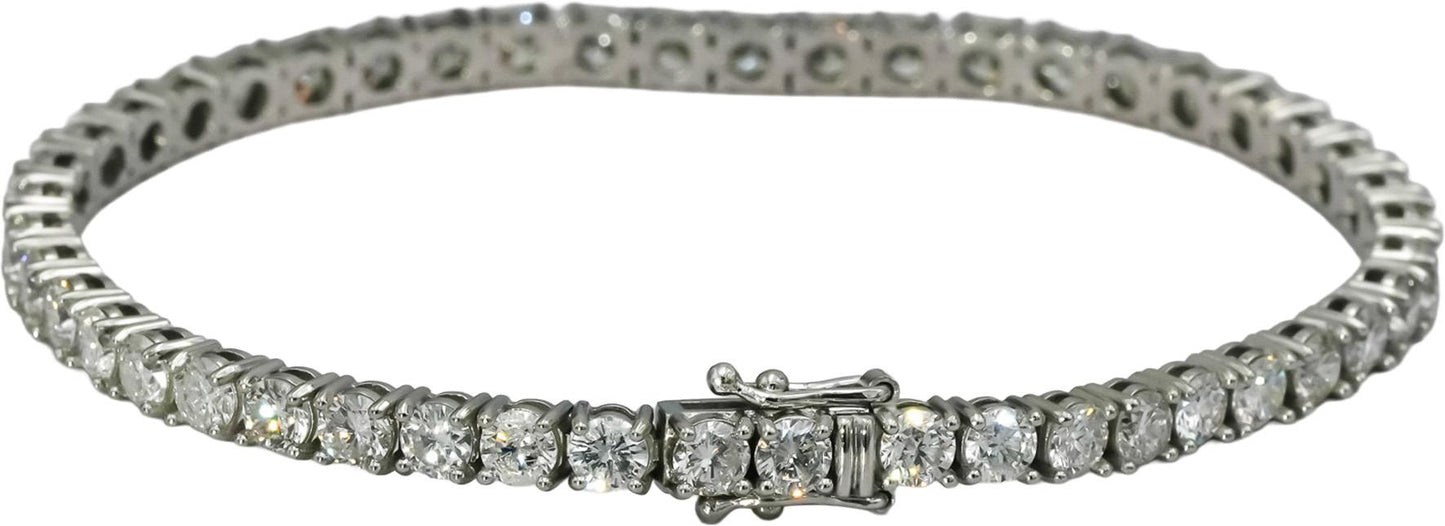 Platinum Round Cut Natural Diamond Tennis Bracelet 7.62CT
