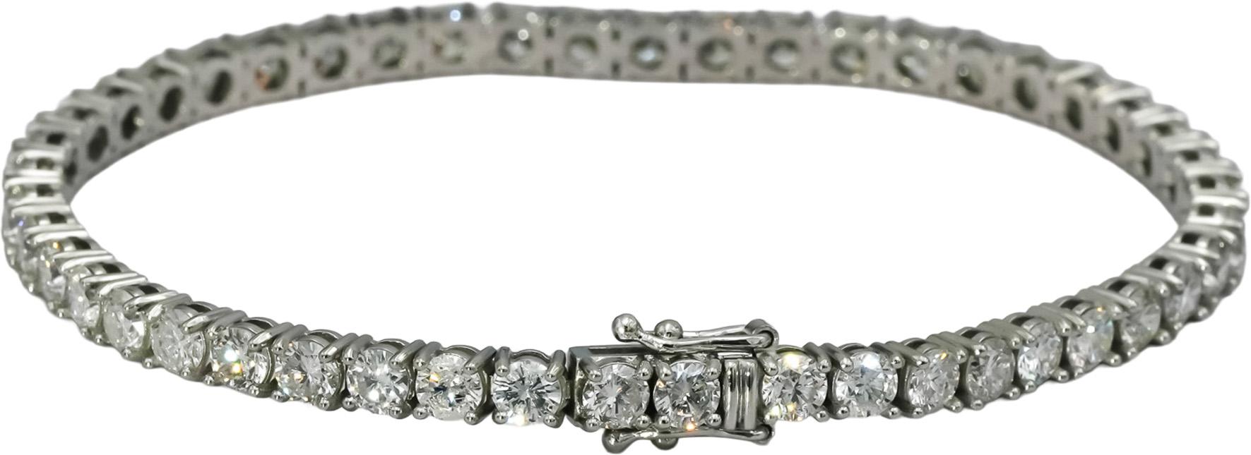 Platinum Round Cut Natural Diamond Tennis Bracelet 7.62CT