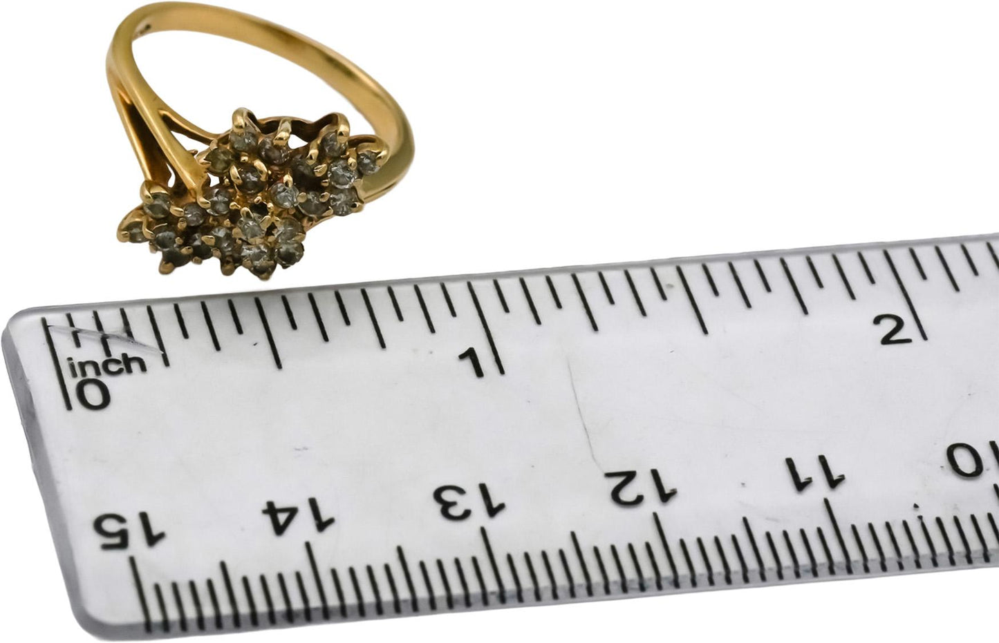 14k Yellow Gold Round Diamond Cluster Cocktail Ring 0.33CT Size 6
