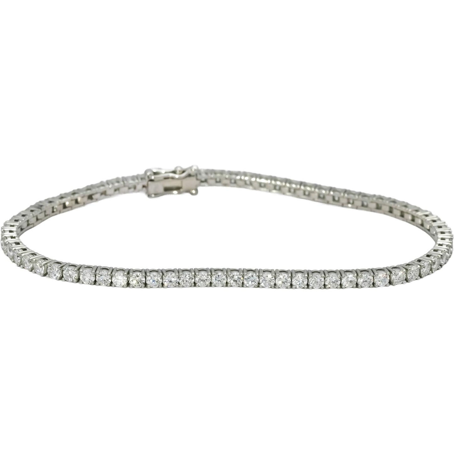 Platinum Round Natural Diamond Tennis Bracelet 3.97CT