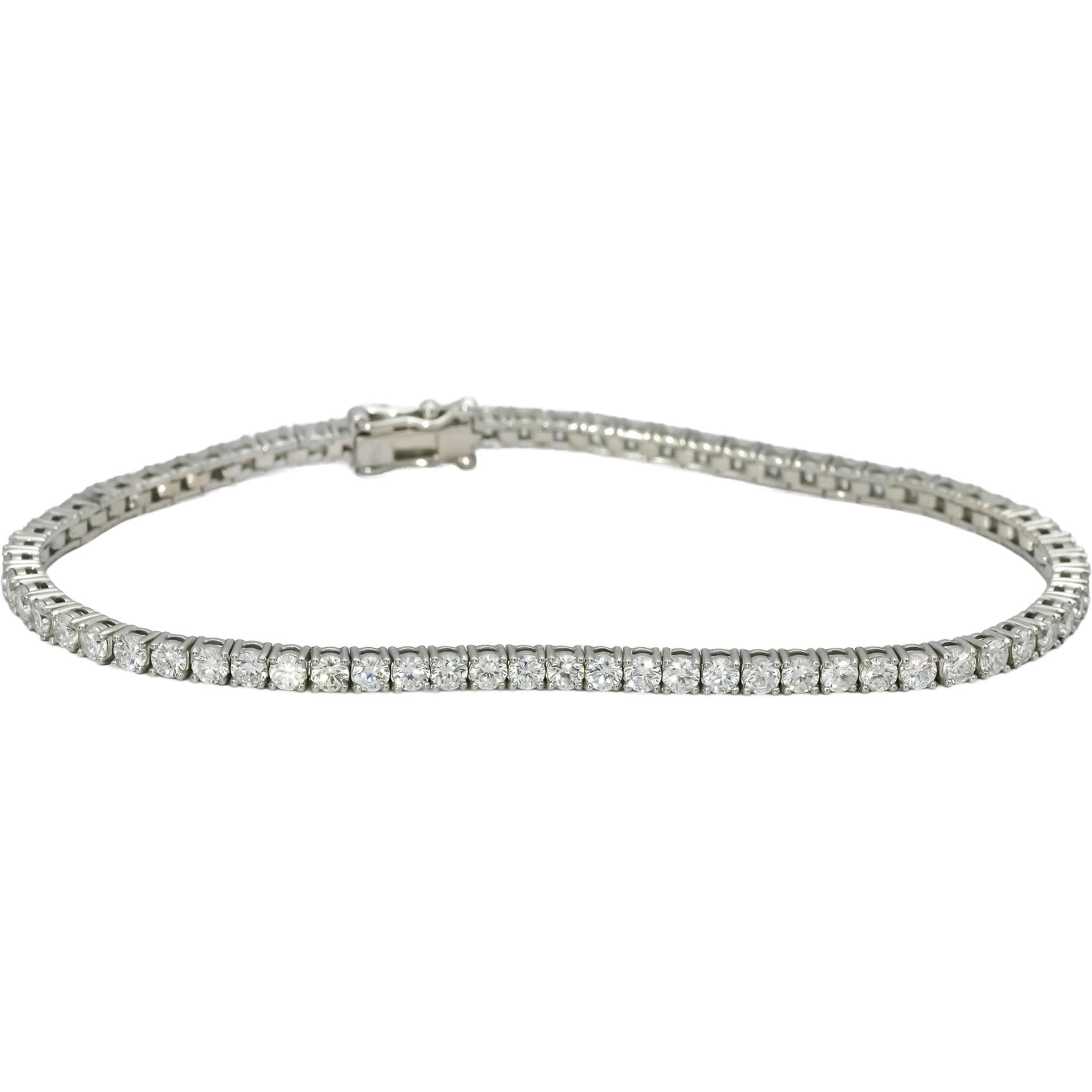 Platinum Round Natural Diamond Tennis Bracelet 3.97CT