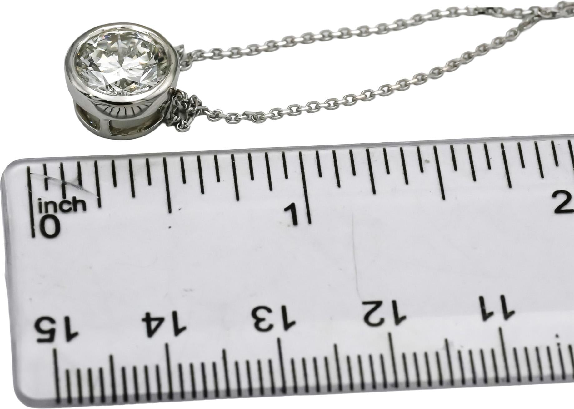 14k White Gold VS Round Lab-Grown Diamond Solitaire Pendant Necklace 2.51CT