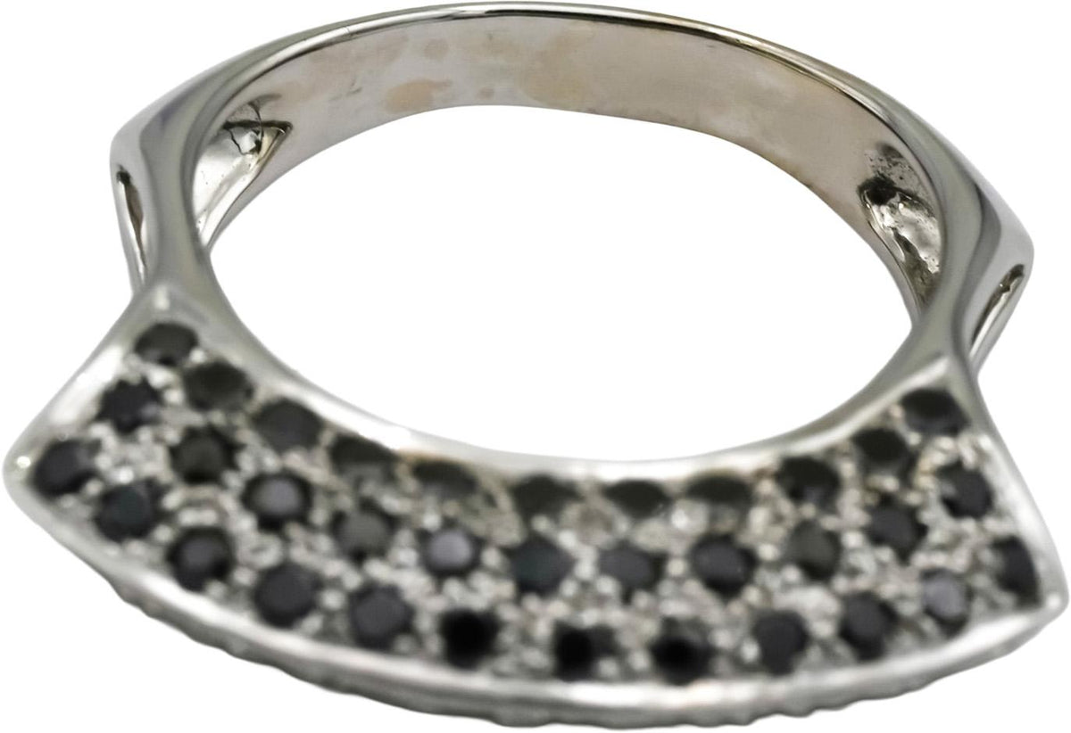 18k White Gold Round White and Black Diamond Ring 3.0CT Size 8.5