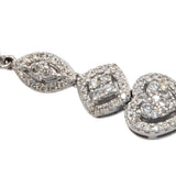 10k White Gold Round Diamond Cluster Drop Dangle Earrings 1.0CT