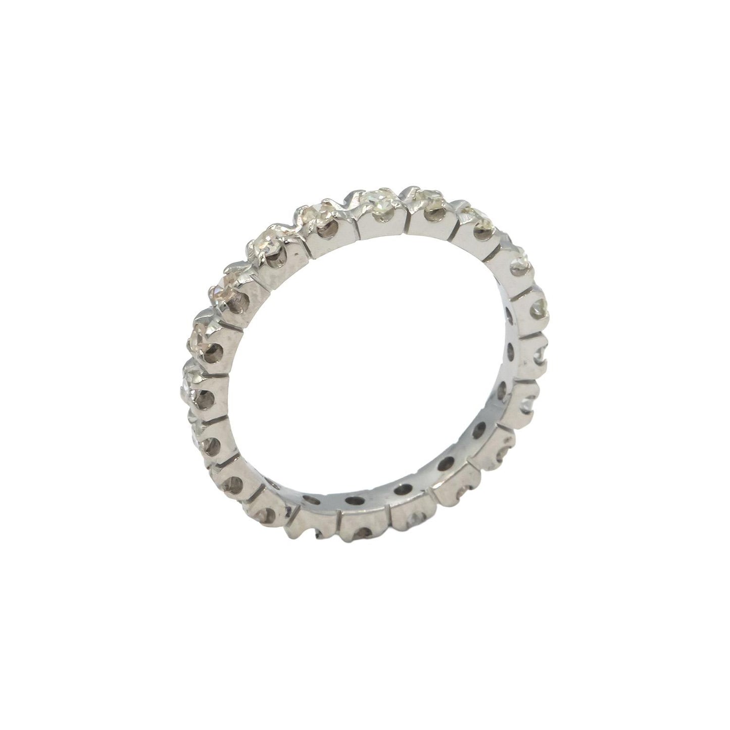 Antique Vintage Platinum 0.25CT Diamond Eternity Band Ring Size 6