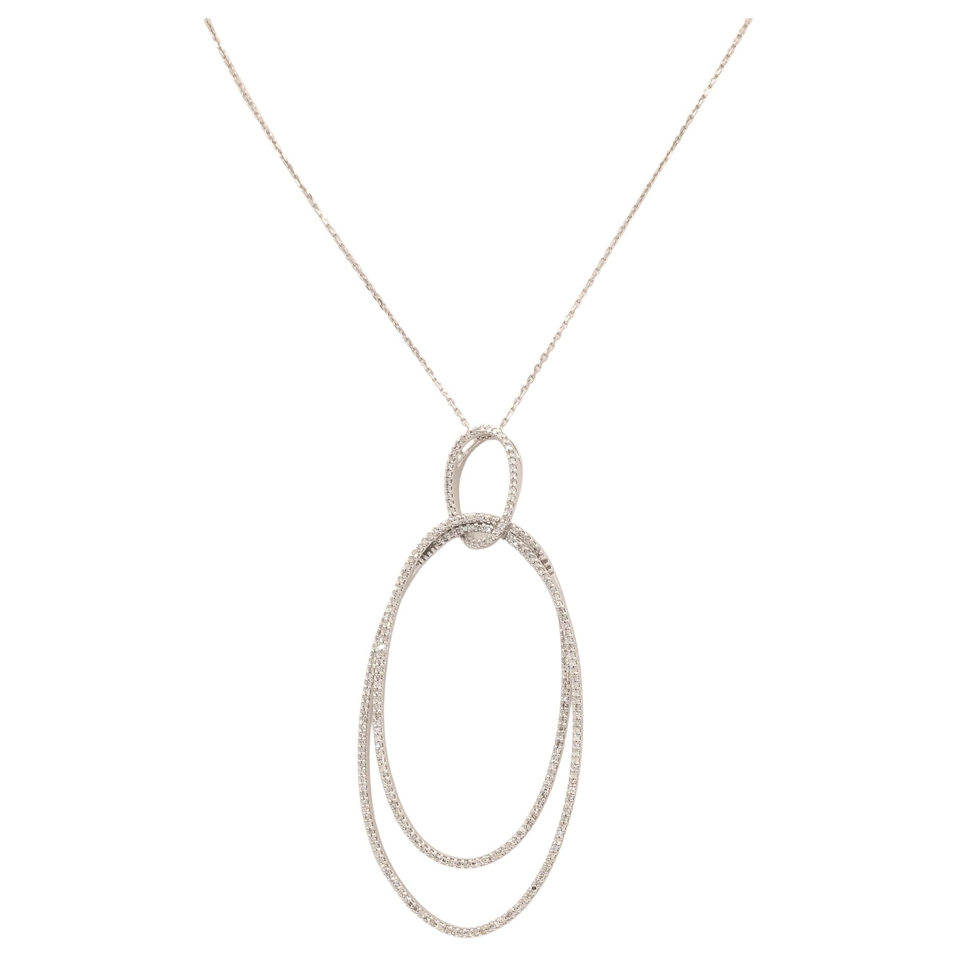 Vera Wang Love Collection 10K White Gold Diamond Oblong Double Necklace