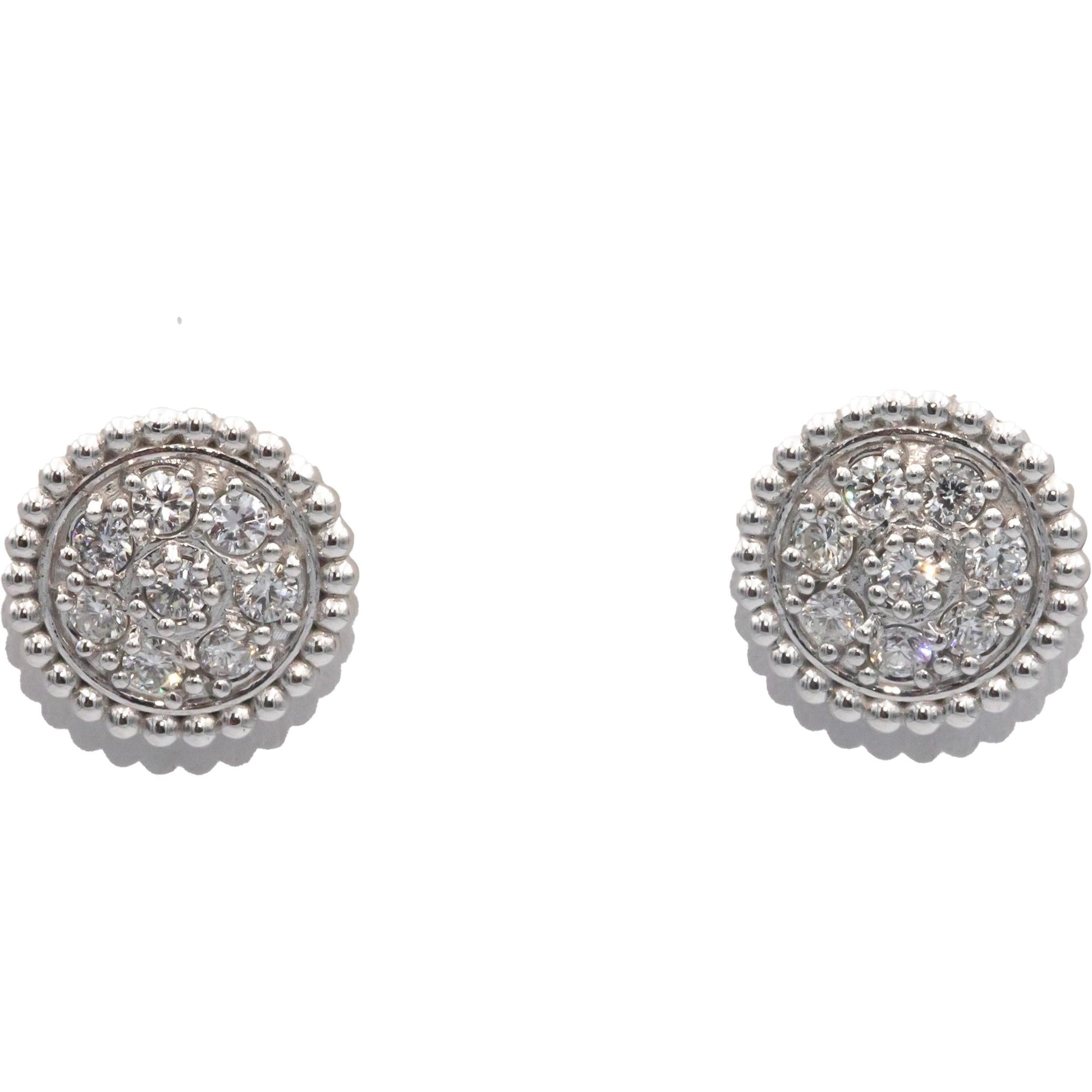 14k White Gold 0.50CT VS Diamond Round Cluster Stud Earrings