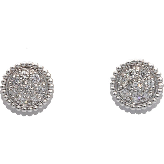 14k White Gold 0.50CT VS Diamond Round Cluster Stud Earrings