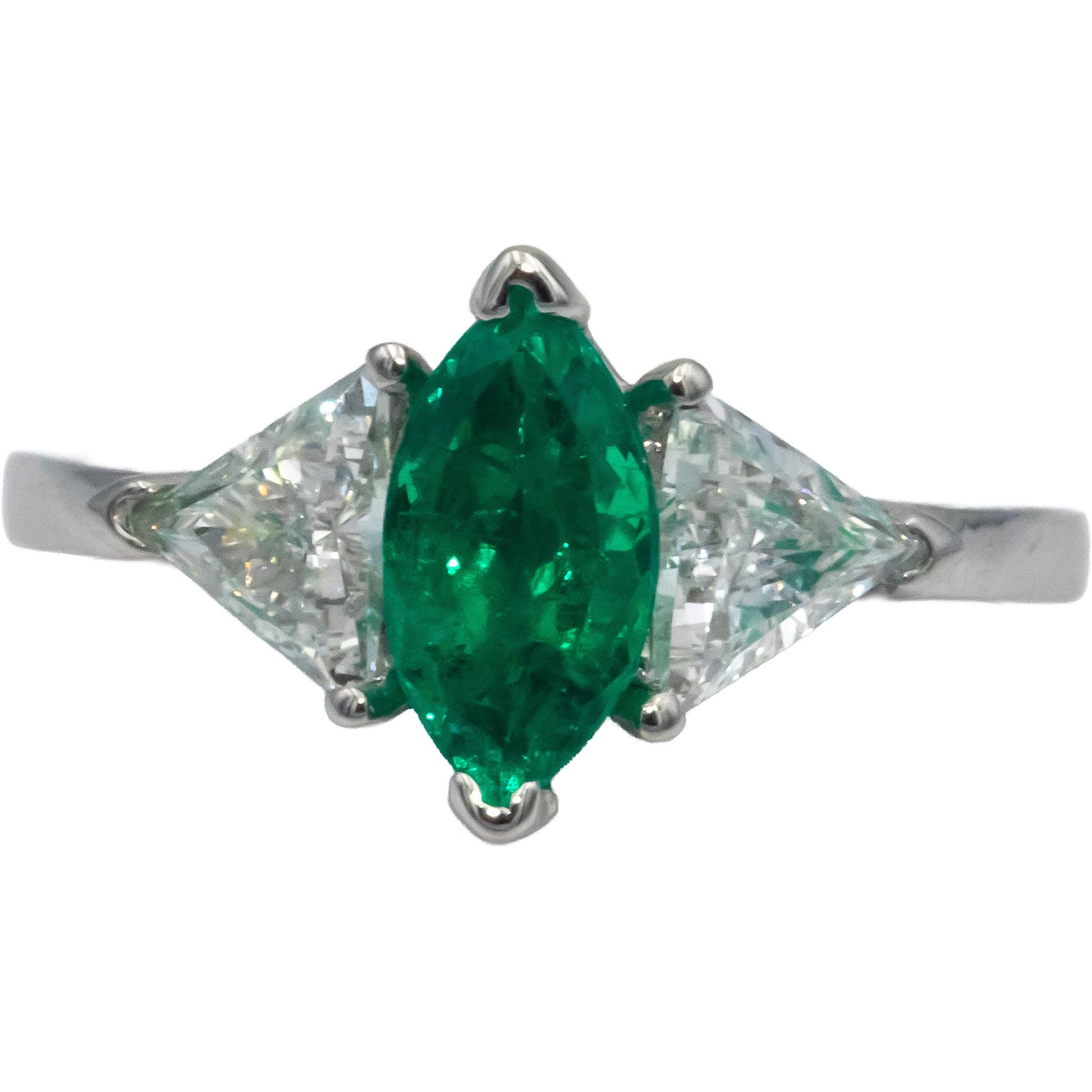 CGL Certified Platinum Diamond and Emerald Cocktail Ring 1.90CT Size 6.25