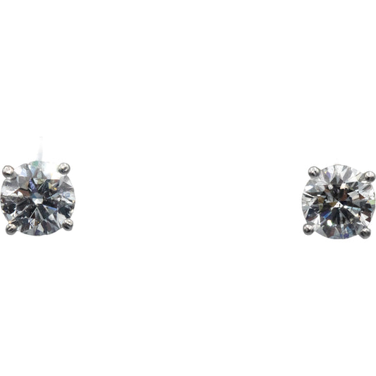 14k White Gold Round Diamond Martini Setting Stud Earrings 1.82CT