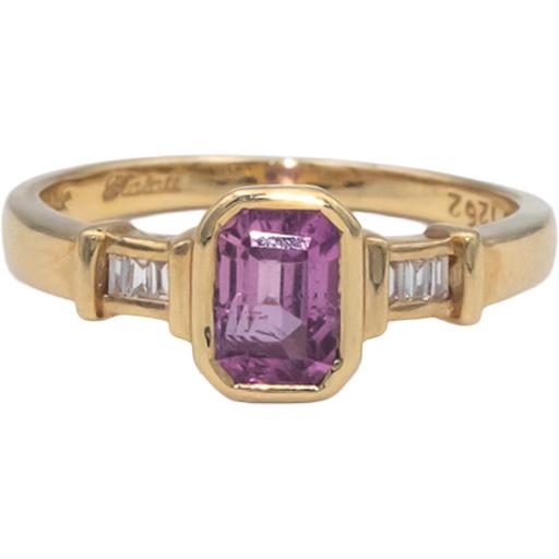 KALATI Designer 14k Yellow Gold 1.13CT Diamond and Pink Sapphire Ring Size 6