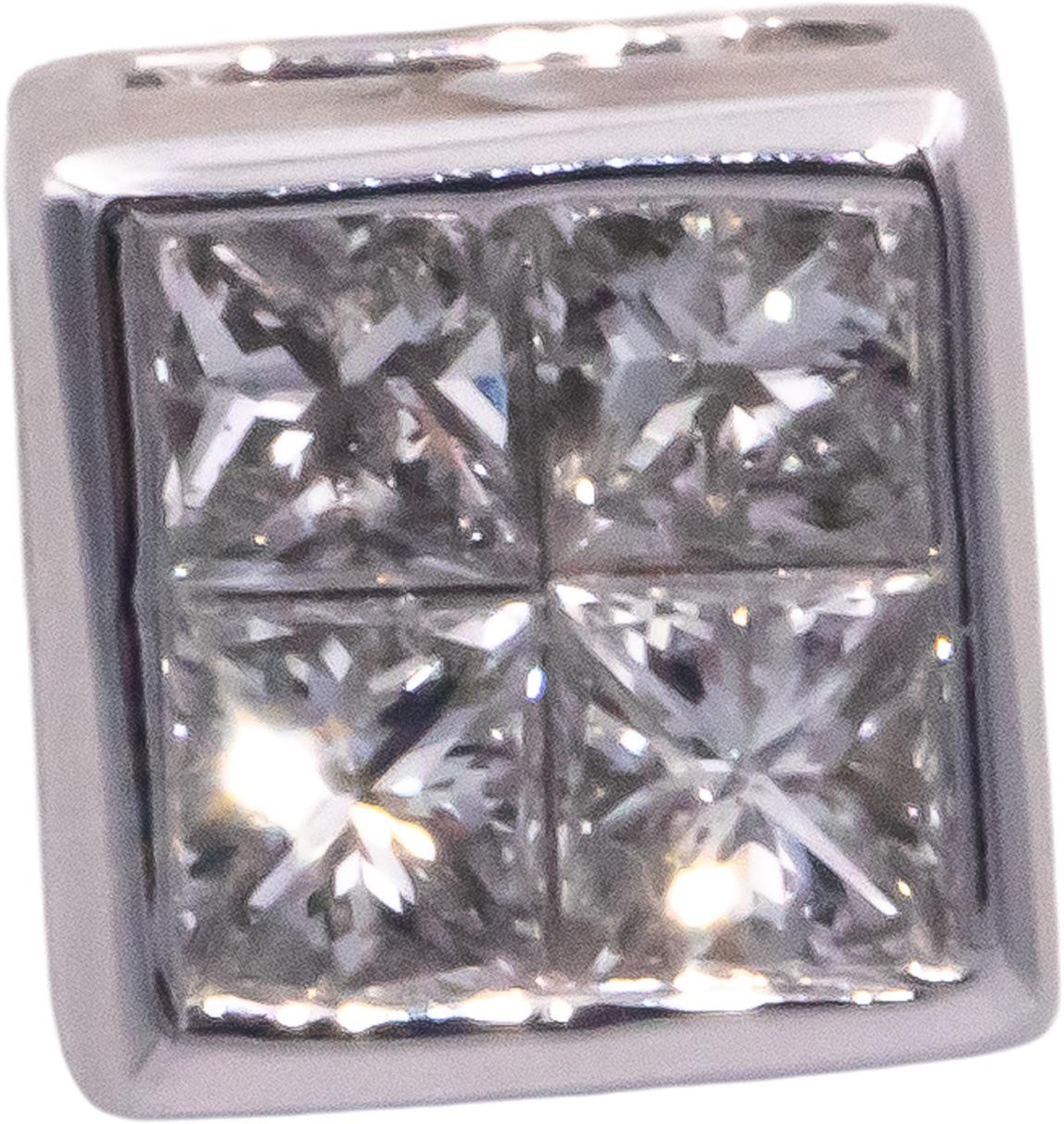 10k White Gold Princess Cut Invisible Set Square Stud Earrings 0.50CT