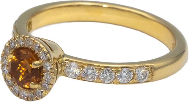 18k Yellow Gold 0.75CT VS1 - VS2 Diamond and Citrine Halo Ring Size 7