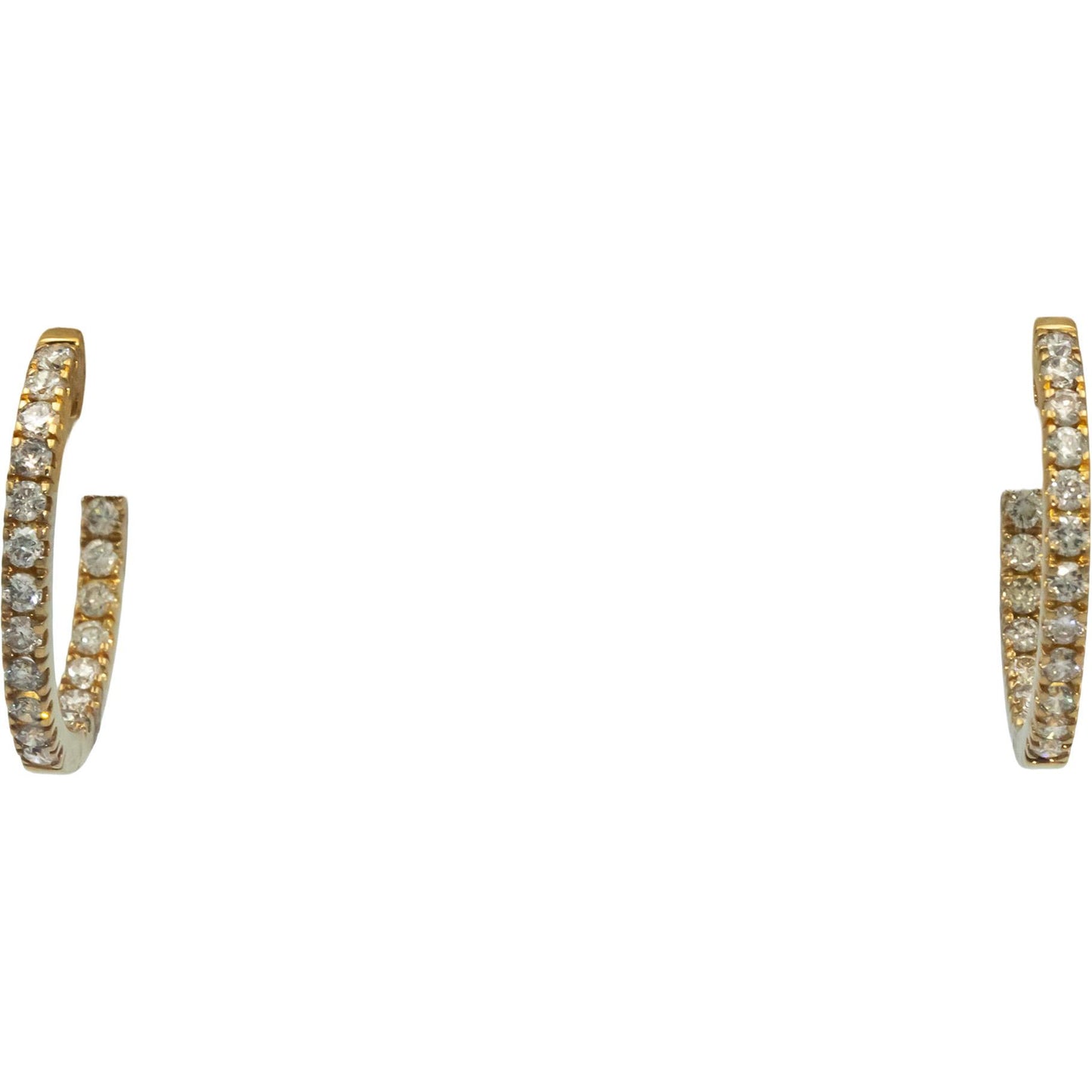 10k Yellow Gold 1.50CT Round Cut Diamond Inside Out Hoop Earrings