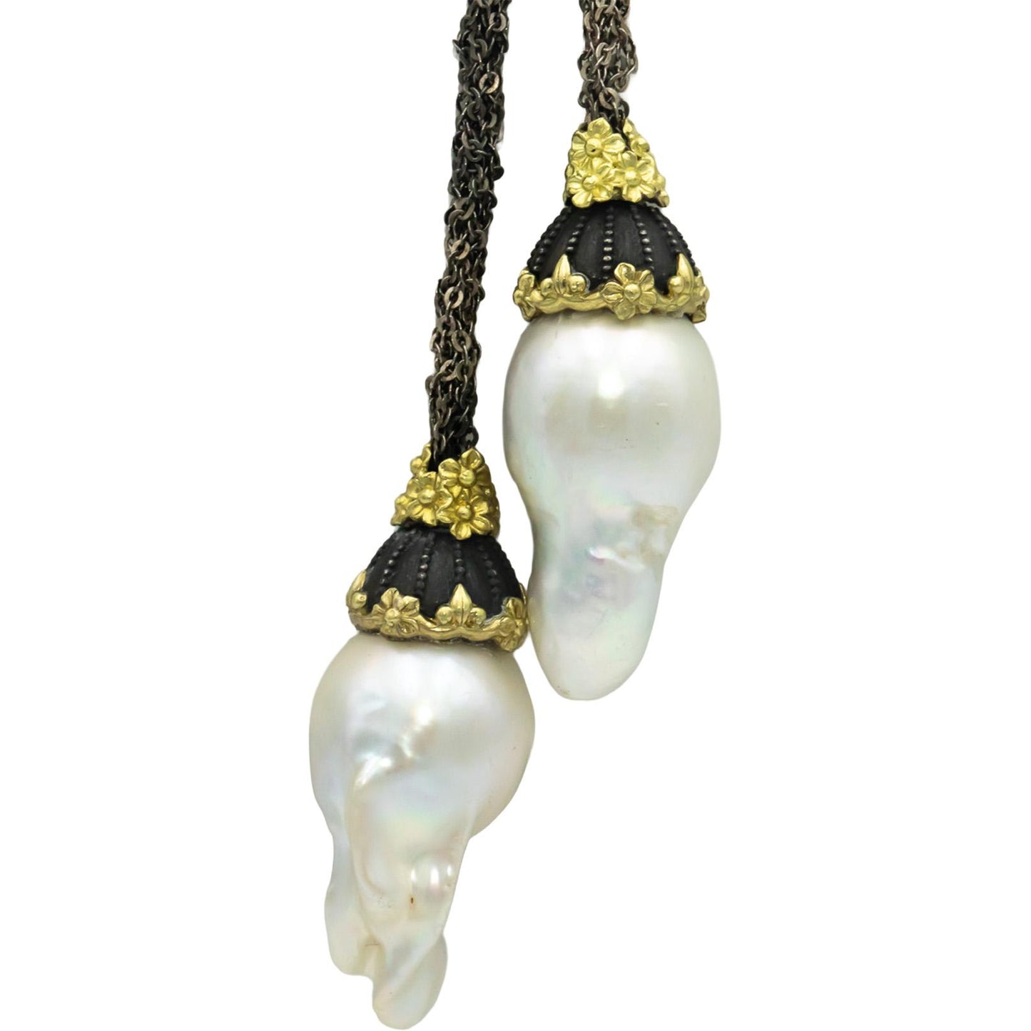 STAMBOLIAN 18k Gold Sterling Silver Fresh Water Baroque Pearl Tassel Necklace