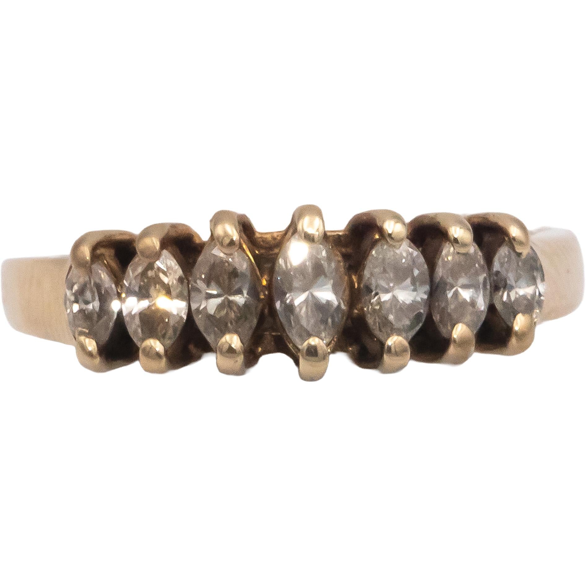 14k Yellow Gold 0.50CT Marquise Cut Diamond Band Ring Size 6.25