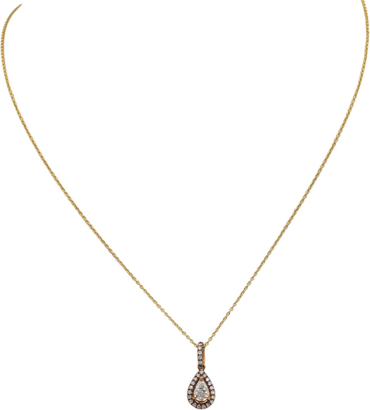 14k Yellow Gold 0.40CT Diamond Pendant Necklace w/ 0.32CT Center