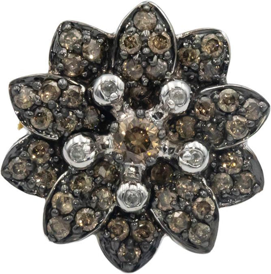 14k White Gold Jewelry 1.0CT Diamond Cluster Floral Ring Size 7.25