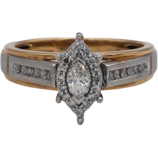 14k Yellow and White Gold Jewelry Diamond Ring 0.35CT Size 4.5